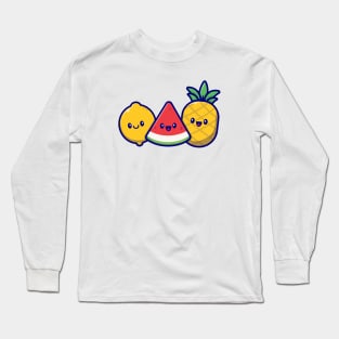 Cute Lemon, Watermelon And Pineapple Long Sleeve T-Shirt